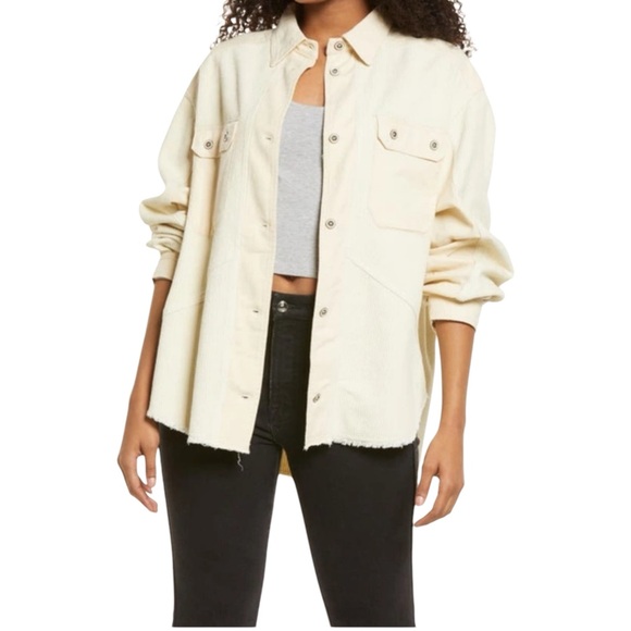 Thread & Supply Tops - Thread & Supply Corduroy Shirt Jacket in Ecru (A-1)